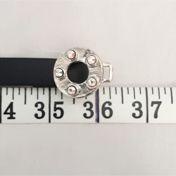 Rhinestone Studded Washer Ring Buckle Skinny Belt Adjustable Medium To Small - Picture 11 of 12